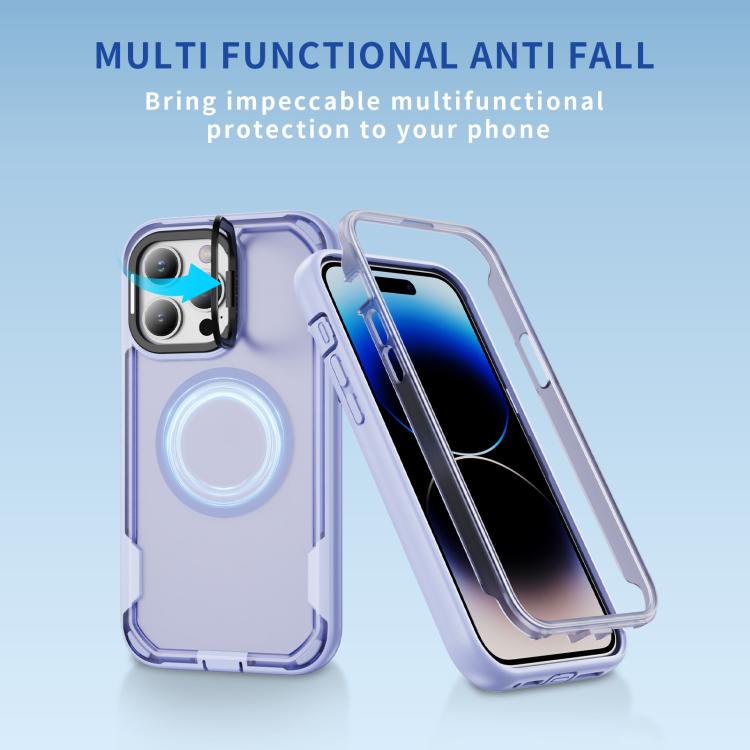 For iPhone 14 Pro Max Defend 3 in 1 Rugged MagSafe Magnetic Holder Phone Case