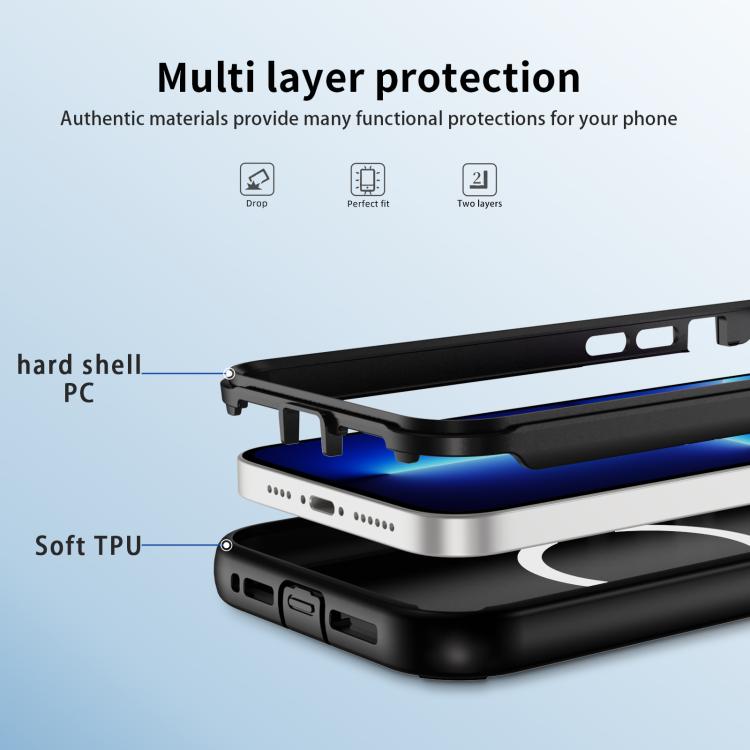 For iPhone 13 Pro Max Defend 3 in 1 Rugged MagSafe Magnetic Holder Phone Case