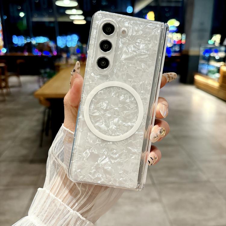 For Samsung Galaxy Z Fold4 5G Magnetic Axis Pearlescent Shell Texture MagSafe Phone Case