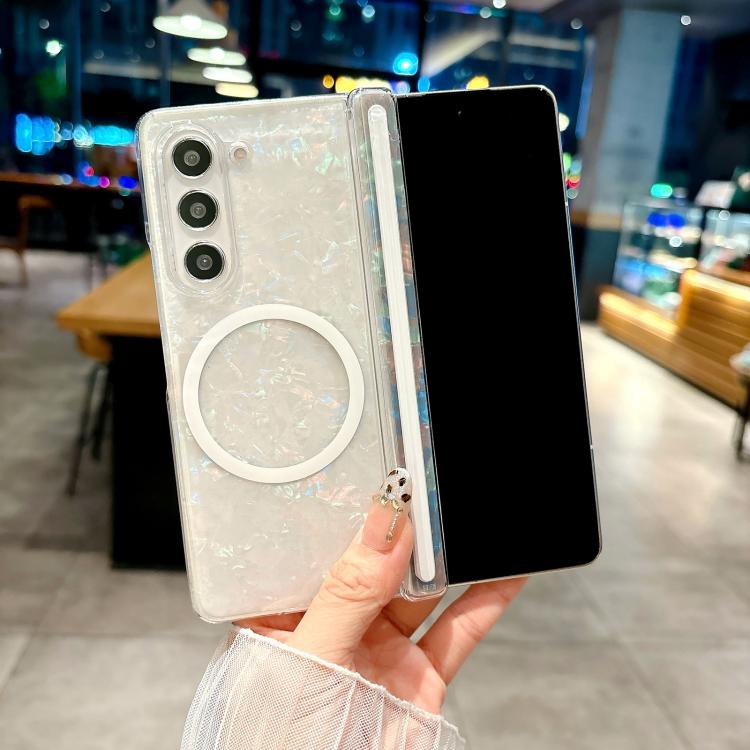For Samsung Galaxy Z Fold6 5G Magnetic Axis Pearlescent Shell Texture MagSafe Phone Case