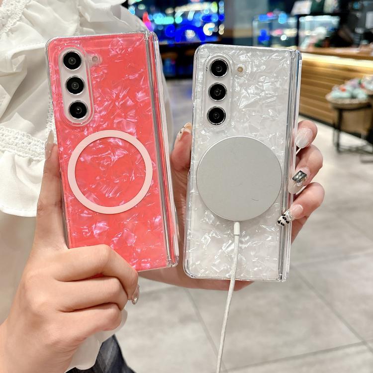 For Samsung Galaxy Z Fold7 5G Magnetic Axis Pearlescent Shell Texture MagSafe Phone Case