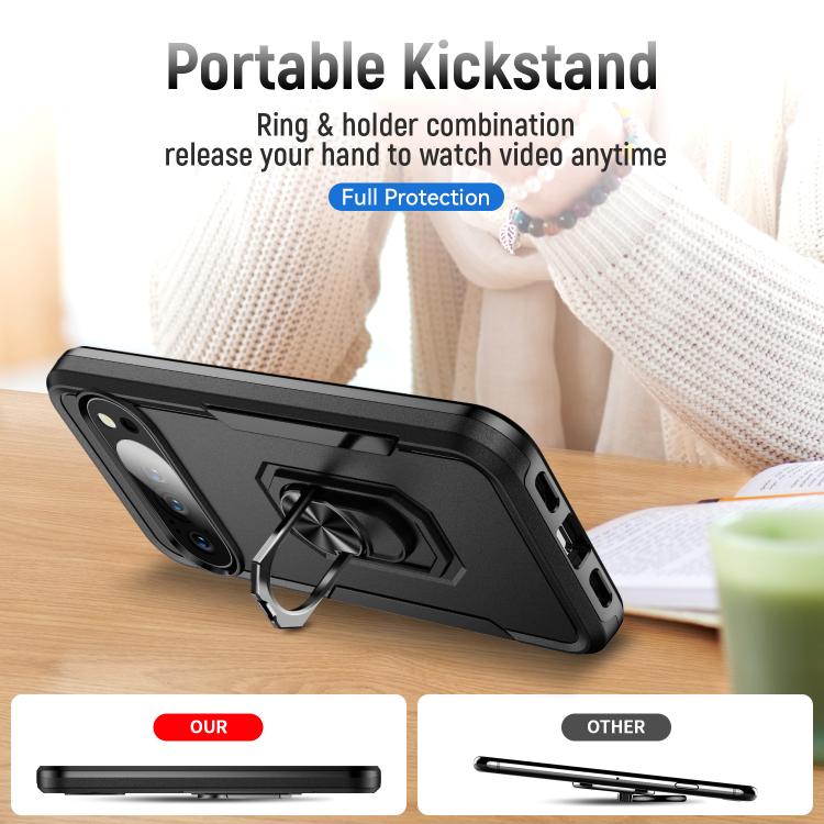 For Google Pixel 10 Pro Pioneer Armor Heavy Duty PC + TPU Phone Case with Holder