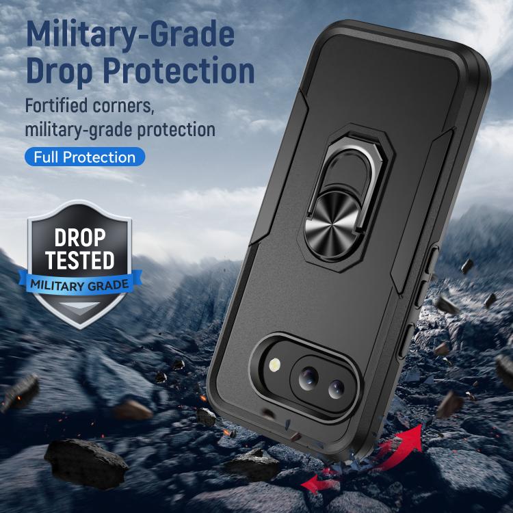 For Google Pixel 9a Pioneer Armor Heavy Duty PC + TPU Phone Case with Holder