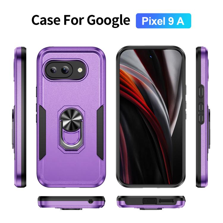 For Google Pixel 9a Pioneer Armor Heavy Duty PC + TPU Phone Case with Holder