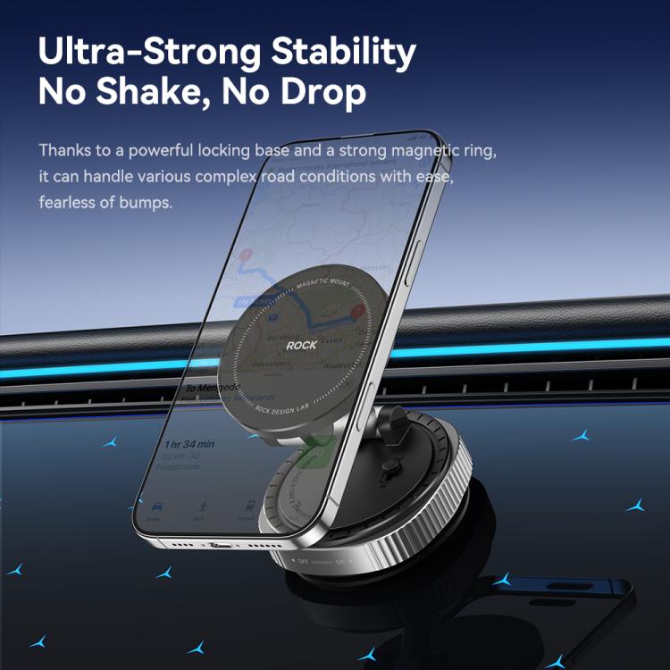 ROCK Q16 RPH1016 Car Electric Vacuum Suction Cup Magnetic Phone Holder - Black
