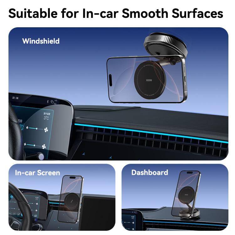 ROCK Q16 RPH1016 Car Electric Vacuum Suction Cup Magnetic Phone Holder - Black