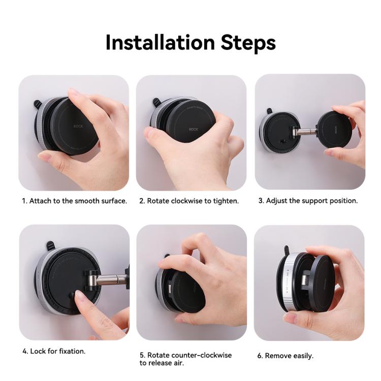ROCK Q16 RPH1016 Car Electric Vacuum Suction Cup Magnetic Phone Holder - Black