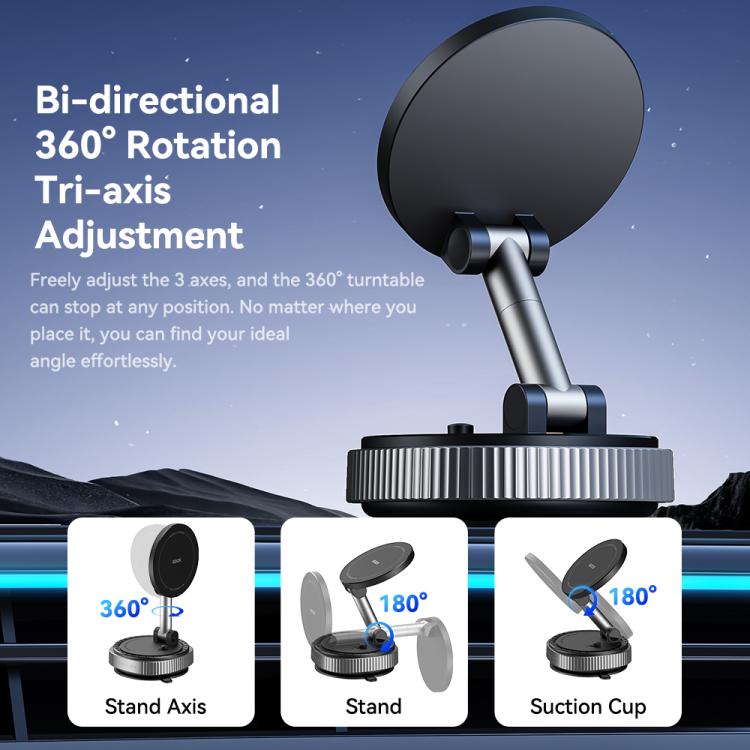ROCK Q16 RPH1016 Car Electric Vacuum Suction Cup Magnetic Phone Holder - Black