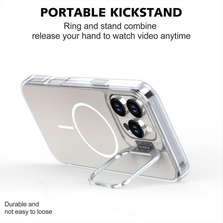 For iPhone 16 Pro Max Gradient Discolor Lens Kickstand Magsafe Phone Case