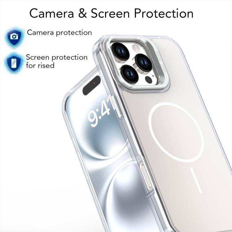 For iPhone 16 Pro Max Gradient Discolor Lens Kickstand Magsafe Phone Case