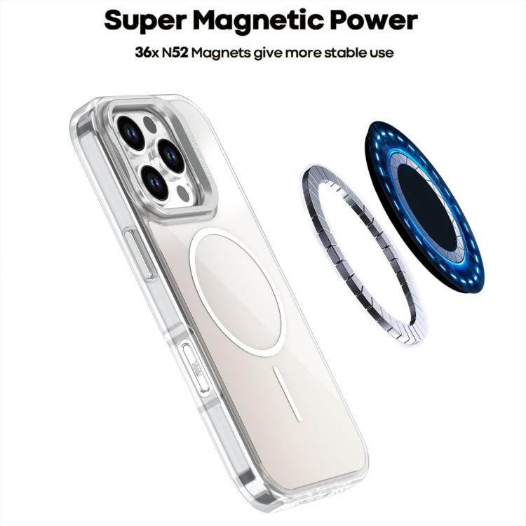 For iPhone 16 Pro Gradient Discolor Lens Kickstand Magsafe Phone Case