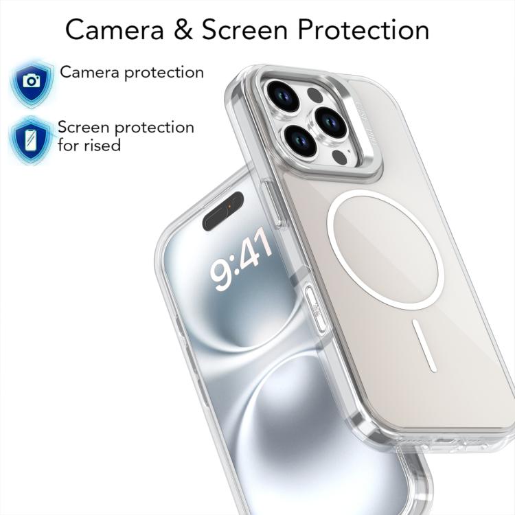 For iPhone 16 Pro Gradient Discolor Lens Kickstand Magsafe Phone Case