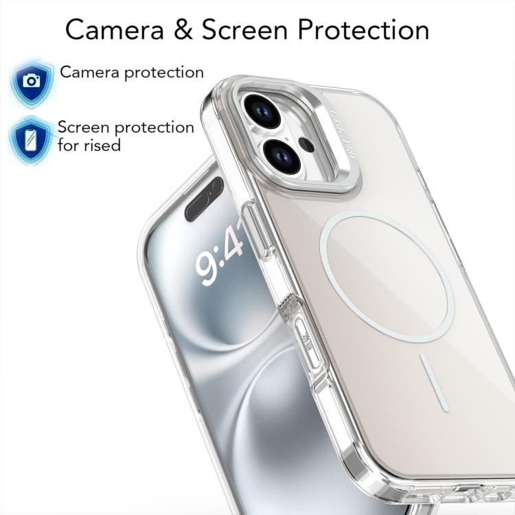 For iPhone 16 Gradient Discolor Lens Kickstand Magsafe Phone Case