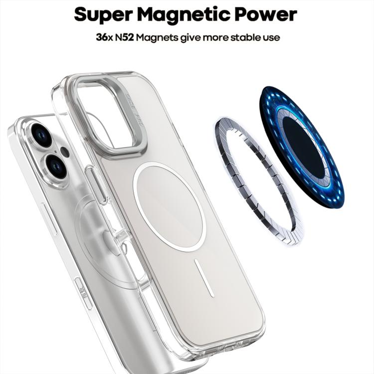 For iPhone 16 Gradient Discolor Lens Kickstand Magsafe Phone Case