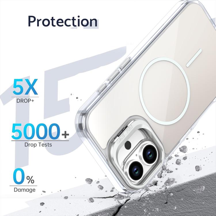 For iPhone 16 Gradient Discolor Lens Kickstand Magsafe Phone Case