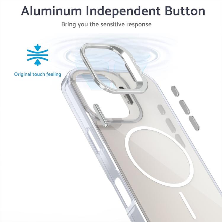 For iPhone 16 Gradient Discolor Lens Kickstand Magsafe Phone Case