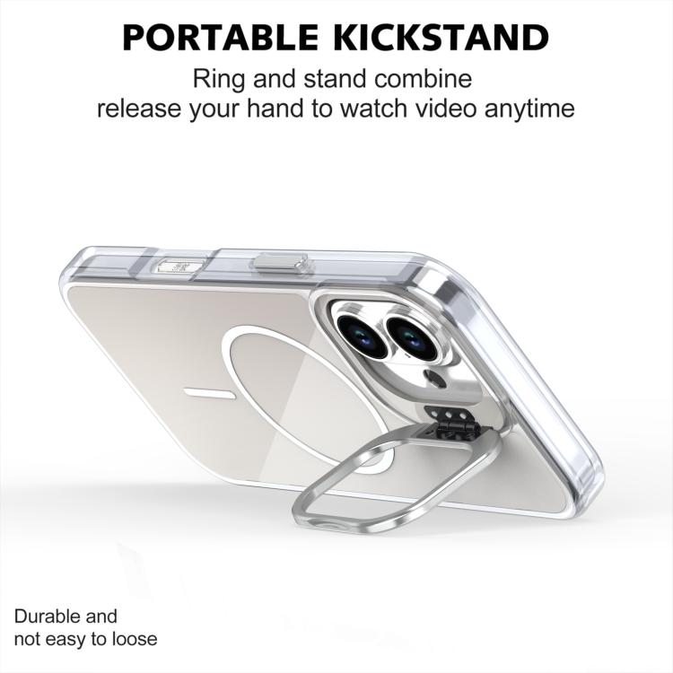 For iPhone 16 Gradient Discolor Lens Kickstand Magsafe Phone Case
