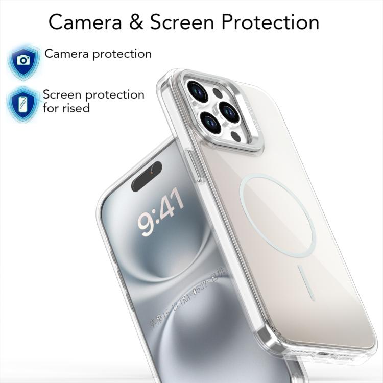 For iPhone 15 Pro Max Gradient Discolor Lens Kickstand Magsafe Phone Case