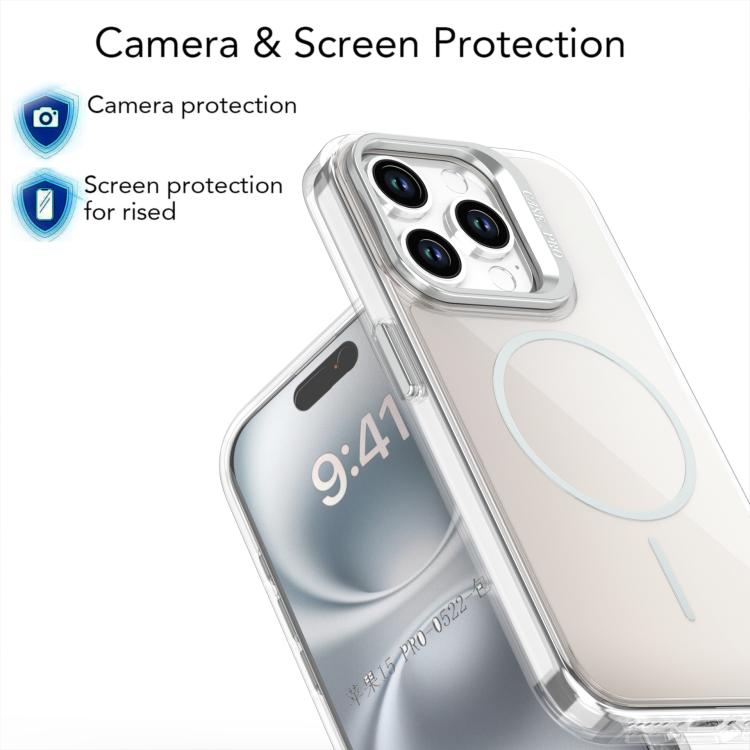 For iPhone 15 Pro Gradient Discolor Lens Kickstand Magsafe Phone Case