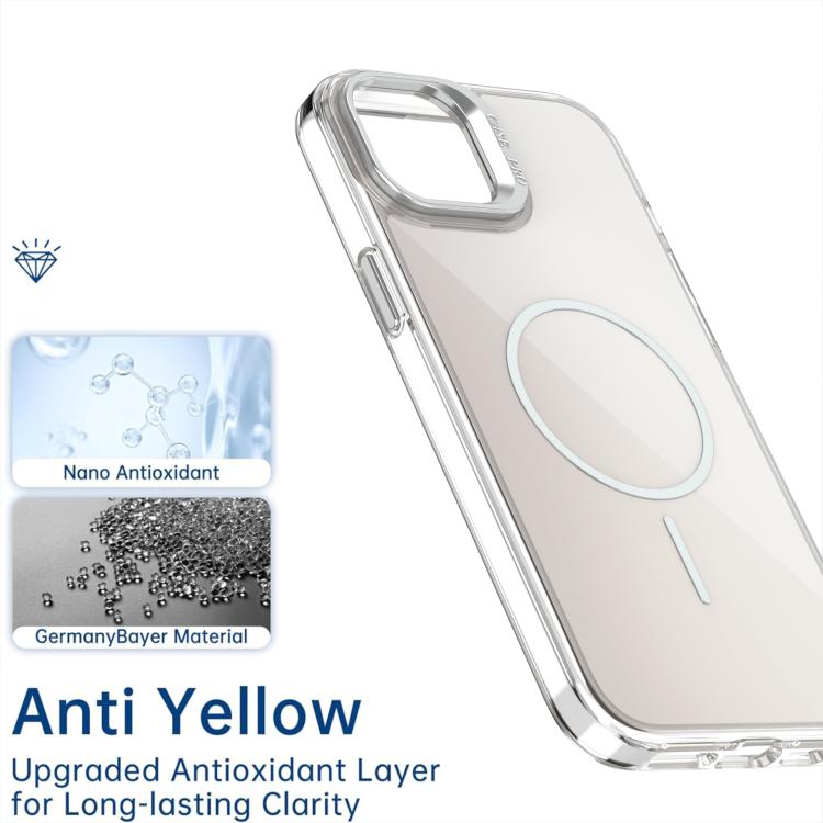 For iPhone 15 Plus Gradient Discolor Lens Kickstand Magsafe Phone Case