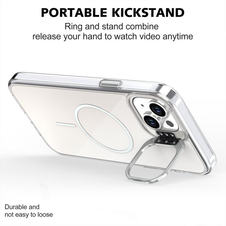 For iPhone 14 Plus Gradient Discolor Lens Kickstand Magsafe Phone Case