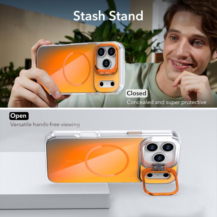 For iPhone 17 Pro Max Gradient Discolor Lens Kickstand Magsafe Phone Case