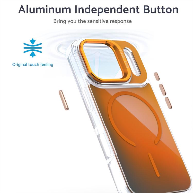 For iPhone 17 Pro Gradient Discolor Lens Kickstand Magsafe Phone Case
