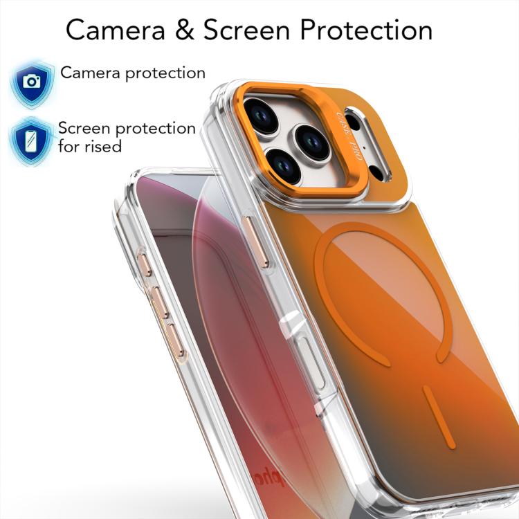 For iPhone 17 Pro Gradient Discolor Lens Kickstand Magsafe Phone Case