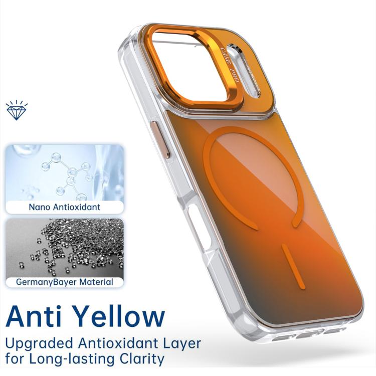 For iPhone 17 Pro Gradient Discolor Lens Kickstand Magsafe Phone Case