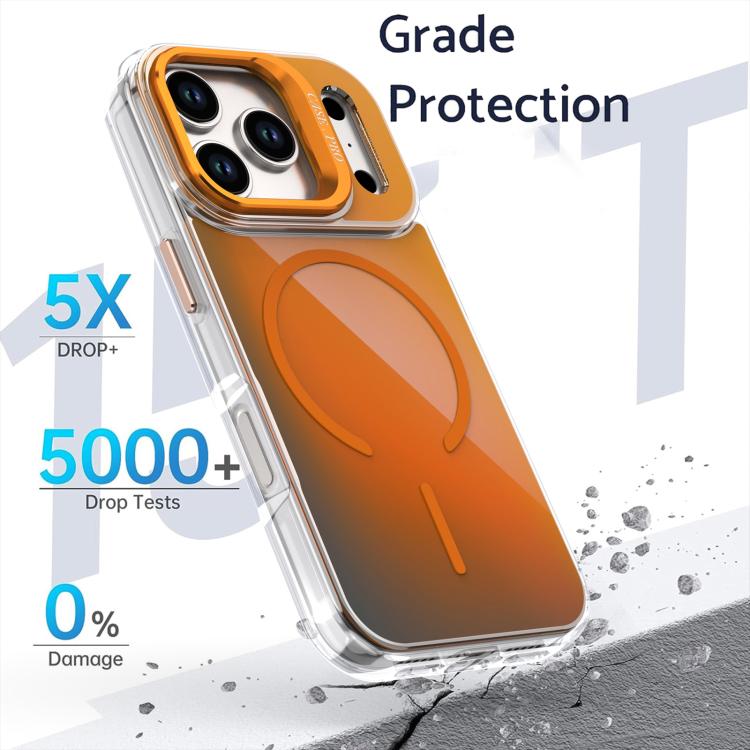 For iPhone 17 Pro Gradient Discolor Lens Kickstand Magsafe Phone Case