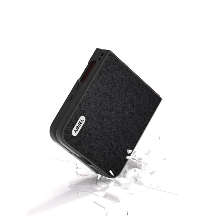 For Motorola Razr 60 Ultra ABEEL Genuine Leather Elegant Black Edge Phone Case
