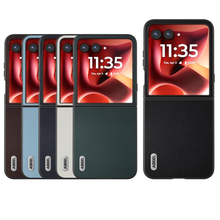 For Motorola Razr 60 Ultra ABEEL Genuine Leather Elegant Black Edge Phone Case