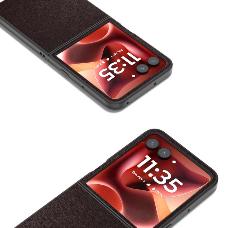 For Motorola Razr 60 Ultra ABEEL Genuine Leather Elegant Black Edge Phone Case