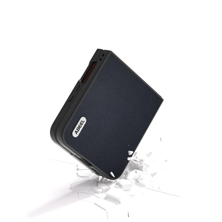 For Motorola Razr 60 Ultra ABEEL Genuine Leather Elegant Black Edge Phone Case