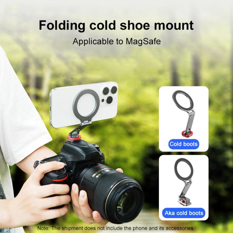 Flymile Magnetic Phone Tripod Mount MagSafe Adapter Phone Holder, Style:Folding Cold Shoe Mount