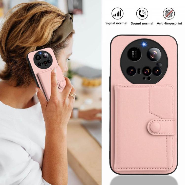 For Xiaomi 15 Ultra Button Card Bag RFID Anti-theft Phone Case