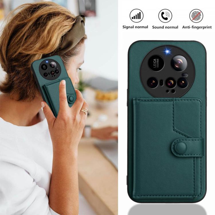 For Xiaomi 15 Ultra Button Card Bag RFID Anti-theft Phone Case