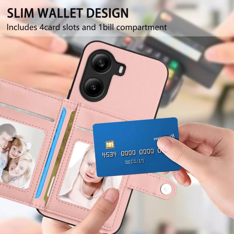 For Xiaomi Poco X7 Pro Button Card Bag RFID Anti-theft Phone Case