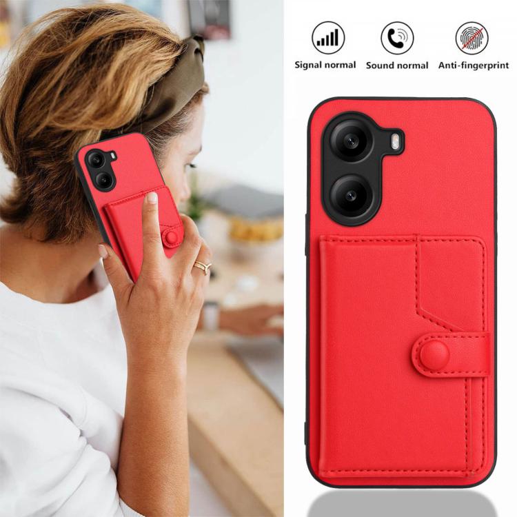 For Xiaomi Poco X7 Pro Button Card Bag RFID Anti-theft Phone Case