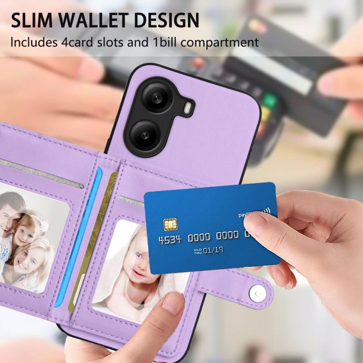 For Xiaomi Poco X7 Pro Button Card Bag RFID Anti-theft Phone Case