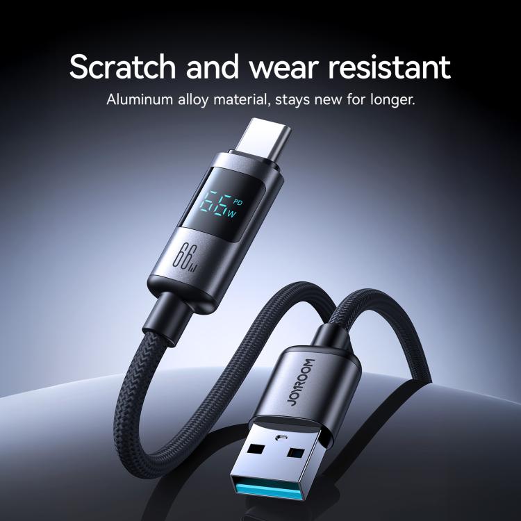 JOYROOM S-A16 Pro Prism Series 66W Digital Display USB to Type-C Fast Charging Data Cable, Length: 1.2m - Black