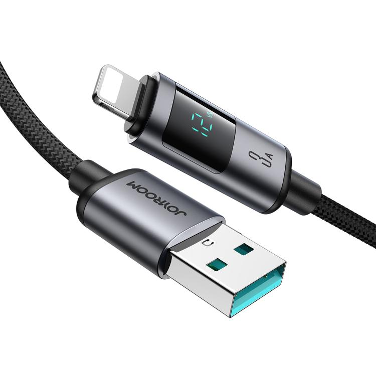 JOYROOM S-A16 Pro Prism Series 3A Digital Display USB to 8 Pin Fast Charging Data Cable, Length: 1.2m - Black