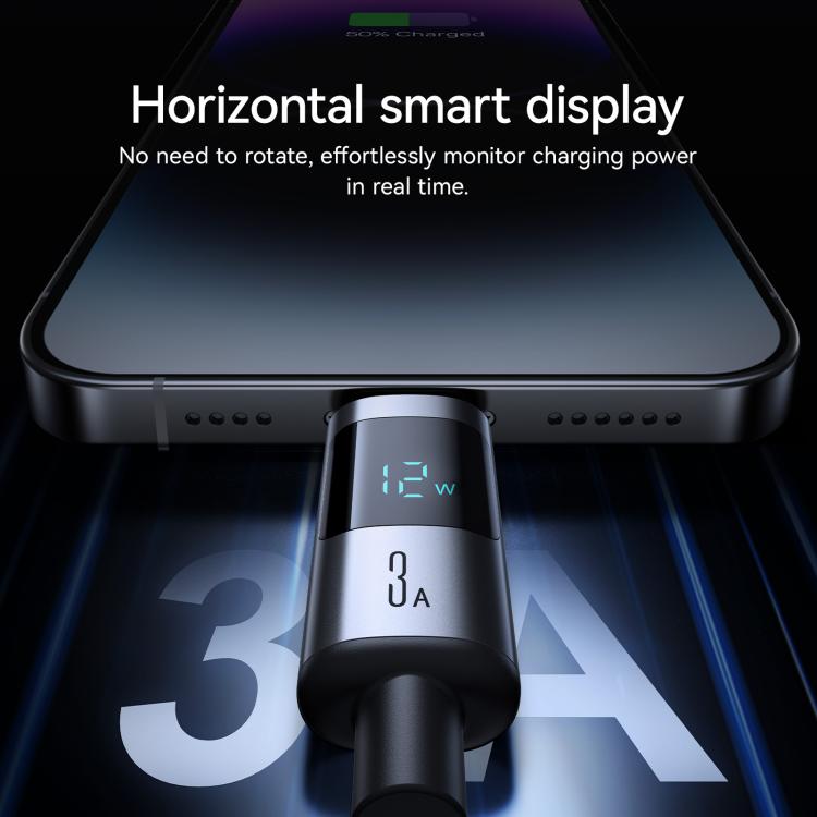 JOYROOM S-A16 Pro Prism Series 3A Digital Display USB to 8 Pin Fast Charging Data Cable, Length: 1.2m - Black