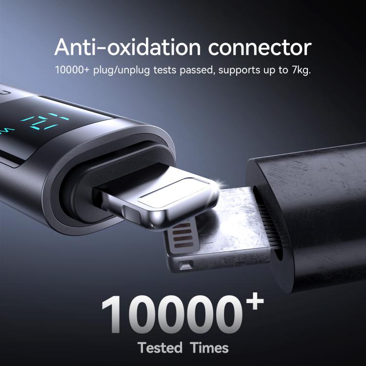 JOYROOM S-A16 Pro Prism Series 3A Digital Display USB to 8 Pin Fast Charging Data Cable, Length: 1.2m - Black