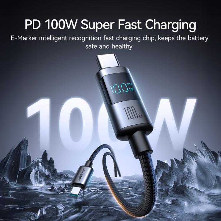 JOYROOM S-A16 Pro Prism Series 100W Digital Display Type-C Fast Charging Data Cable, Length: 1.2m - Black