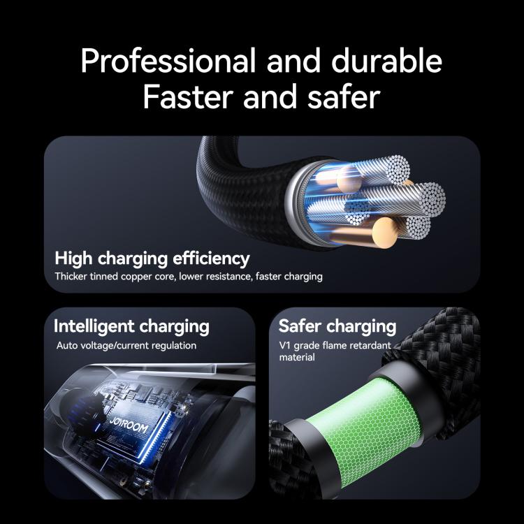 JOYROOM S-A16 Pro Prism Series 100W Digital Display Type-C Fast Charging Data Cable, Length: 1.2m - Black