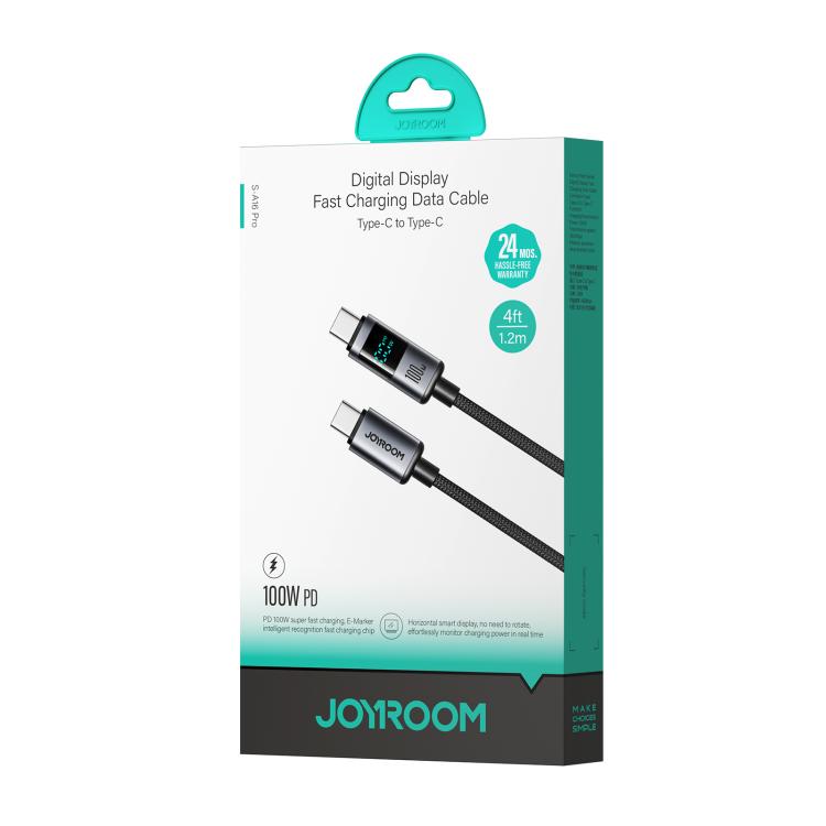 JOYROOM S-A16 Pro Prism Series 100W Digital Display Type-C Fast Charging Data Cable, Length: 1.2m - Black
