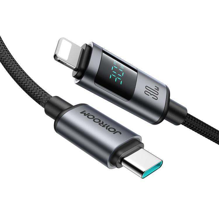 JOYROOM S-A16 Pro Prism Series 30W Digital Display Type-C to 8 Pin Fast Charging Data Cable, Length: 1.2m - Black