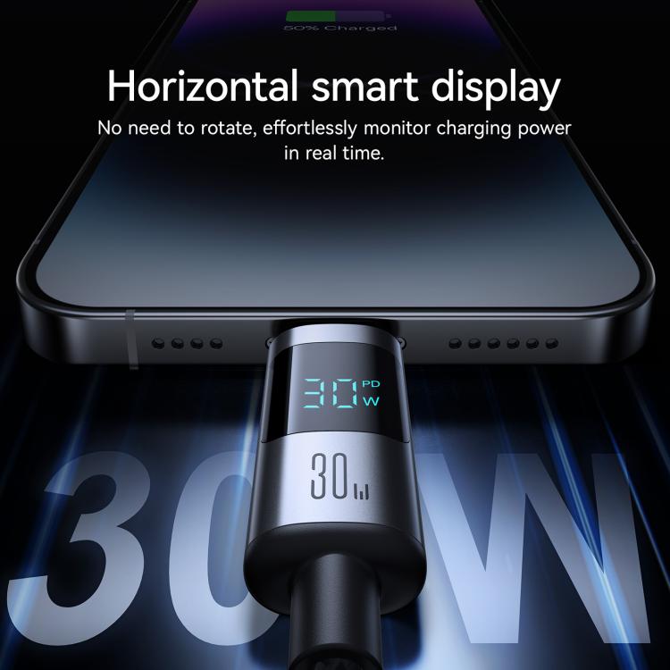 JOYROOM S-A16 Pro Prism Series 30W Digital Display Type-C to 8 Pin Fast Charging Data Cable, Length: 1.2m - Black