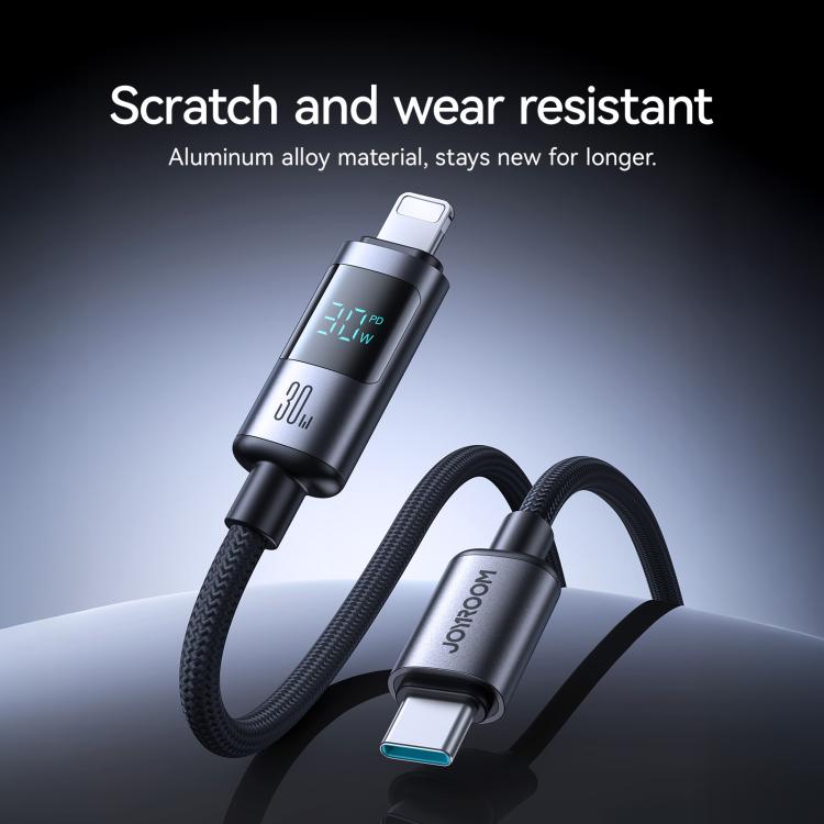 JOYROOM S-A16 Pro Prism Series 30W Digital Display Type-C to 8 Pin Fast Charging Data Cable, Length: 1.2m - Black